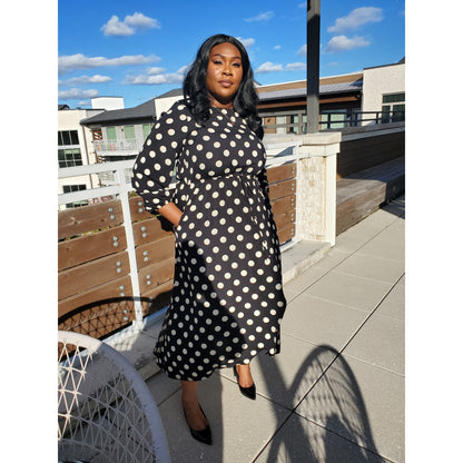 Polka Dotted Faux Wrap Dress